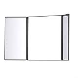 360-Grad-Klappspiegel mit drei Paneelen für Haarschnitte, Rasur und Make-up, kompakt und reisefreundlich (schwarz)