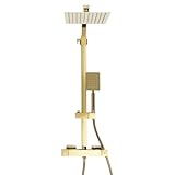 Gold Duschsystem, mit Thermostat Regendusche Duschset Duscharmatur Duschsäule, für Hotels, Wohnungen, große KTV, Clubs 23.5 * 7.8cm