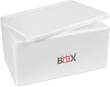 THERM BOX Styroporbox Thermobox für Essen & Getränke Styropor Kühlbox Warmhaltebox Innen: 53x33,5x26cm 46 Liter weiß XXL Wiederverwendbar