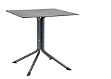 MFG Bistrotisch 65x65 cm | mit hochwertiger HPL-Platte | Gartentisch | Balkontisch | Wetterfest | mit Niveauausgleich | anthrazit/Schiefer