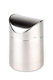 APS Tischrestebehälter, matt poliert, Abnehmbarer Schwingdeckel, Bajonettverschluss, Fester Deckelsitz, Tischabfalleimer, Tischmülleimer aus Edelstahl, Durchmesser Ø 10 cm, 13 cm Höhe