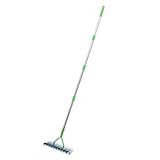 Rasenrechen 1.7m Robuster Ertikutierer Rechen Rasenfilz-Entfernungsharke mit 21 Zinken Klinge Gartenwerkzeug Edelstahl Schneidrechen Garten Handvertikutierer zur Reinigung von abgestorbenem Gras