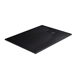 EMKE Duschwanne 120x90 cm Rutschfeste Oberfläche Duschtasse SMC Brausewanne Steinoptik Duschwannen 90 mm Abflussloch Eck-Duschwanne Schwarz