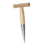 GALPADA Edelstahl Dibber mit Ergonomischem Holzgriff Pflanzhilfe zum Bodenlockern und Setzen von Blumenzwiebeln Gartengerät für Aussaat und Anzucht