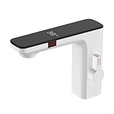 ZYNCUE Infrarot-Sensor-Waschtisch-Mischbatterie, Digitalanzeige, Badezimmer-Gefäß, Waschbeckenarmatur, Wasserfall-Wasserhahn, berührungslos, Badezimmer-Armaturen, Warm- und Kaltwasser-Mischbatterie