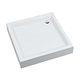 AQUABAD Duschwanne/Duschtasse Komplettset NORMA | Maße: 80x80cm quadratisch | 3x Standfüße + Domoplex Ablaufgarnitur