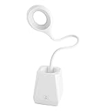 LED-Schreibtischlampe mit USB-Akku, Augenschutz, Touch-Steuerung, einstellbare Helligkeit, perfekt für Zuhause & Büro, Studium & Lesen (Weiß)