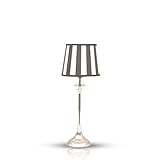 DRULINE Vintage Tischlampe im Landhausstil, Shabby Chic Nachttischleuchte mit silberner Lampenfuß und Lampenschirm, 1 x E27, Maße 18x 47 x 18 cm – Ideal für Nostalgie- und Dekorliebhaber
