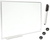 Dr. Tafel Whiteboard Magnetisch mit Stiftablage 90 x 60 cm - 1 Stück - Magnettafel mit Magnete Stift - White Board Trocken Abwischbar - Magnetboard C7-Rahmen