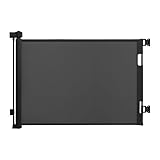 Relaxdays Türschutzgitter, ausziehbares Türschutzrollo bis 3 m, Bohrmontage, Kinderschutz, Treppenschutzgitter, schwarz