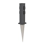 ledscom.de Garten-Steckdosen-Säule Polly mit Erdspieß für außen, IP44, 4-Fach, Edelstahl, eckig, anthrazit, 40cm