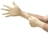 Ansell MicroFlex 63-864 Latex Einweghandschuhe Puderfrei, Professionelle Schutzhandschuhe mit Texturierte Fingerspitzen, Lebensmittel Einmalhandschuhe, Weiß, Größe M (100 Handschuhe)