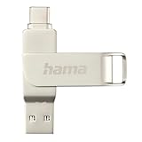 Hama USB Stick, 128GB, USB C 3.1/3.0, USB A (Speicherstick, USB Stick 3.0, USB 3.1, USB C Stick, Datenspeicher, USB A, klein, ultra schnell, 100MB/s, Drehmechanismus, universal, Metall) silber