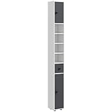kleankin Modern Bathroom Hochschrank mit 1 Schublade 5 verstellbare Einlegeböden und 2 Türen Badezimmerschrank Belastung 30 kg 20x20x180 cm Grau