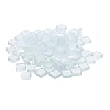 Kisangel 450 Stück Quadratische Glasmosaikfliesen 1x1cm Transparent Kleiner Mosaikfliesen für Selbstgemacht Bastelarbeiten Heimdekoration und Wandgestaltung
