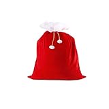KINDPMA 1 Stück Weihnachtssack aus Samt Weihnachtssack mit Kordelzug und Bommel Großer Sack für Geschenke Nikolaussack für Weihnachtsgeschenk (70 x 100 cm)