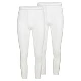 SES Herren Lange Unterhose 2er Pack mit Eingriff und Weichbund aus 100% Baumwolle, weiß (M)