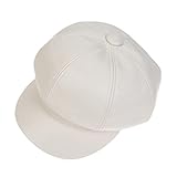 NiceYnn PU 8 Panel Newsboy Flat Cap Cabbie Baker Boy Schirmmütze, Captain Sailor French Painter Peaker Sun Visor Hats, reines Weiß, Einheitsgröße
