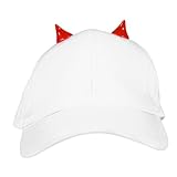 TOPPERFUN Stylische Weiße Small Devil Baseballcap Sommer Sonnenhut Verstellbar Baumwolle Atmungsaktiv Modisch für Halloween Kostüm Unisex Schüler Outdoor