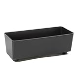 LAMELA Rechteckiger Pflanzkasten mit eleganten Füßen – Schwarzer Blumenkübel aus robustem Kunststoff 37x17 cm, 6L – Wetterfest & Pflegeleicht - für Innen & Außen, Schwarz