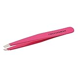 TWEEZERMAN Pinzette (Handgeschliffene Schräge Spitzen, Augenbrauen zupfen, Profi-Qualität, Rostfreier Edelstahl), Pretty in Pink