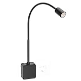PRINCEWAY LED Steckdosenleuchte Dimmbar, Strahler Wandlampe Leselampe Wand Innen Schwarz mit Stecker für Schlafzimmer, Zwei Berührungsschalter, 3er Beleuchtungsfarb Modi, 50° Lichtwinkel