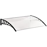 Outsunny Vordach für Haustür Überdachung 90 x 150 cm Haustürdach aus Polycarbonat, Pultbogenvordach mit UV-Schutz, Sonnenschutz Regenschutz für draußen, Weiß