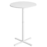 VASAGLE Bartisch, Stehtisch, Bistrotisch rund, Balkontisch Indoor, Kleiner hoher Tisch für Hausbar, Wohnzimmer und Esszimmer, 60 x 60 x 104,5 cm, einfacher Aufbau, schneeweiß LBT361W01
