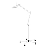 5-facher Vergrößerungslampe LED Lupenleuchte 24W Lupenlampe mit 5 Standfuß und Räder Lupen-Stehlampe 5X Standlupe Kosmetik Arbeitsleuchte Kaltlicht Standleuchten für Schönheitssalons, Nagelstudios