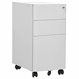RONGQI Aktenschrank mit Rollen, Stahlschrank, Aktenregal, Werkzeugschrank, Büroschrank, Lagerschrank, Ordnerschrank, Hellgrau 30x45x59 cm Stahl