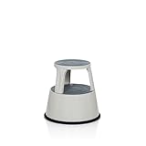 hjh OFFICE Tritthocker TIO-M II Metall Elefantenfuß, Höhe 42 cm, bis 150kg belastbar, mit Rollen 830008 Hellgrau