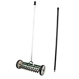 Rekord Handvertikutierer (Stahl) Arbeitsbreite 32 cm mit Aluminiumstiel (180 cm) Rasenlüfter, Moosentferner, Bodenlüfter, Pendelvertikutierer, Vertikutier-Roller, Rasenfilz-entferner
