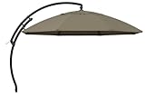 Sun Garden Easy Sun TM Ampelschirm 375 cm | rund | Aluminium Anthrazit | 100% Olefin (ca. 190 g/m²) | 360° drehbar | Öffnung mit Kurbel | Bezug in Taupe B056