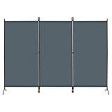 WOLTU Paravent Raumteiler freistehend 3-teilig 255x182 cm, Trennwand klappbar, Stellwand Sichtschutzwand innen Outdoor, Sichtschutz Balkon Terrasse, Dunkelgrau