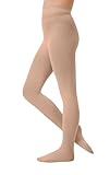 CozyWow Strumpfhose mädchen Halb-blickdichte Ballett Strumpfhose Microfaser Tanzstrumpfhose mit Fuß Naturfarbe 8-10 Jahre