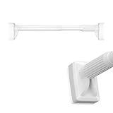 Strapazierfähige Gardinenstange ohne Bohren, verstellbar, rostfreies Metall, für Wohnzimmer und Schiebetüren, mieterfreundlich, 160–250 cm, Weiß