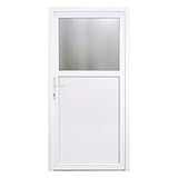 HORI Haustür Kellertür Kunststoff Nebeneingangstür Komplettset Hauseingangstür, vielseitig einsetzbar für Keller, Garage und Nebeneingang I Farbe: weiß I DIN links I Modell: Light I 208 x 98 cm