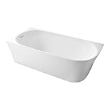 BERNSTEIN Eck-Badewanne aus Sanitäracryl Wanne mit Doppelwandiger Konstruktion 170 x 80 x 58 cm - 5 Jahre Garantie - Standbadewanne Nora Corner in Weiß glänzend, Acryl-Wanne Einbau Links