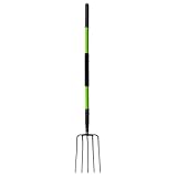 FORCOLID Pitchgabel, 144 cm, 5-Zinken-Gartengabel, robust, Mulch mit gepolstertem Griff, grüner Fiberglas-Griff