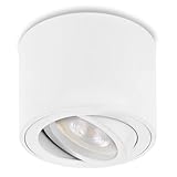 Sweet Led Aufbaustrahler flach weiß matt Aufbauspot aus Aluminium Deckenspots inkl. wechselbarem 5W LED Modul Aufbauleuchte schwenkbar Deckenleuchte rund 230V Aufputz Strahler warmweiß