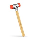 C&T Schonhammer, Rückschlagfreie Hämmer, runder PU-Hammerkopf in Orange, Gewicht 225 Gramm, Länge 290 Millimeter, Durchmesser 30 Millimeter, Griff aus echtem Hickoryholz