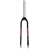 splumzer 1-1/8' 26/27,5/29' MTB-Gabel mit starrer Scheibenbremse aus Aluminiumlegierung, 28,6 mm gewindelose gerade Rohr-superleichte Mountainbike-Vorderradgabel (26 Zoll, Rot)