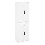 KOMTO Mehrzweckschrank 60 cm Breit - Schrank Weiß, Kleiderschrank mit 1 Schublade, Hochschrank, Büroschrank, Bücherschrank mit 4 Türen | Porto 180 х 34 х 60 cm
