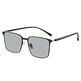 LHAODDUO Edelstahl Photochrome Männer Sonnenbrille Metall Quadrat Polarisiert Ändern Farbe Sonnenbrille Fahren Shades(2PCS)