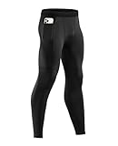 Niksa 1er Pack Sport Leggings Männer, Herren Tight Lang Quick Dry Kompression Hose für Fitness Workout Gym Joggen, Schwarz, L