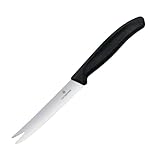 Victorinox, 6.7863, Swiss Classic, Käse- und Wurstmesser, Extra scharfe Klinge, mit Wellenschliff, robuster Kunststoff-Griff, Schwarz, Made in Switzerland, Spülmaschinengeeignet