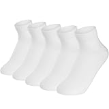 Simpeak 5 Paar Socken Damen, Baumwolle Frauen Knöchelsocken Sport Socks Atmungsaktive Antibakteriell Schweißabsorbierend, Wadensocken für Arbeit Freizeit, Weiß