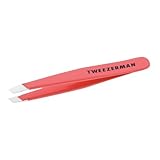 TWEEZERMAN Mini Pinzette (Handgeschliffene, schräge Spitzen, Augenbrauen zupfen, Profi Qualität, rostfreier Edelstahl), Geranium
