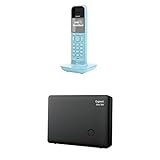 Gigaset CL390HX & Box100 - Schnurloses Design DECT-Telefon - Direktwahlfunktion - Schutz vor unerwünschten Anruf - Basis unterstützt bis zu 6 Mobilteile - für den analogen Telefonanschluss,Purist blue
