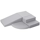 Schaumstoff Bausteine Kinder Klettern Indoor: 4 Softbausteine Riesenbausteine Spielbausteine - Weiche Bausteine Baby Montessori Großbausteine Kletterspielzeug Outdoor Verlängerte Rampe-Set